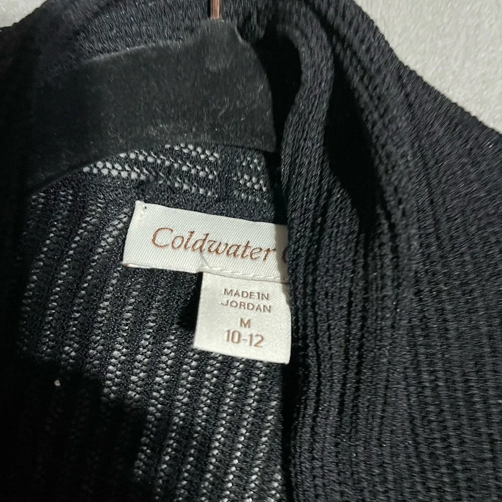Coldwater Creek Cardigan Womens Medium Knit Open Front Black Stretchy - Picture 4 of 5